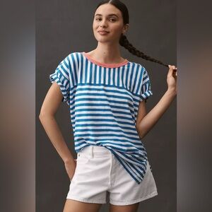 Anthropologie Pilco The Jordyn Cotton-Slub Crew-Neck Oversized Tee Size Medium